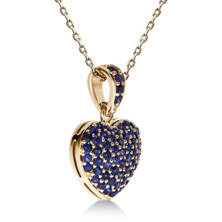 CUORE Herzanhänger aus Gold, Runde Blaue Saphire 0,77 ct