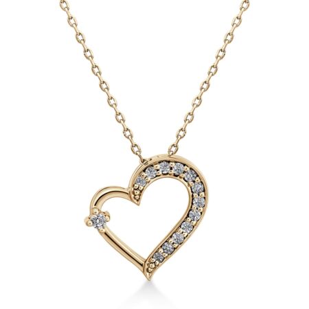 AMORIS Herzanhänger aus Gold, Runder Diamant 0,015 ct mit Akzent-Diamanten