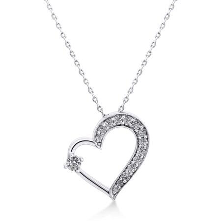 AMORIS Herzanhänger aus Gold, Runder Diamant 0,075 ct mit Akzent-Diamanten