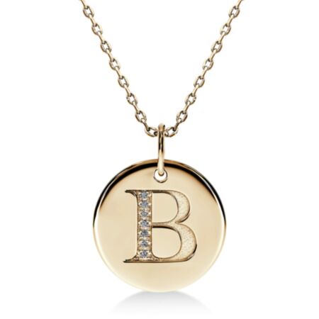 CIRCOR Pendant Letter B in Gold, Round Diamonds 0.021 ct