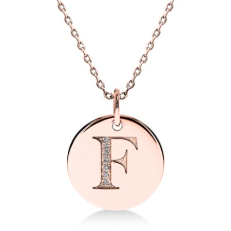 CIRCOR Pendant Letter F in Gold, Round Diamonds 0.021 ct