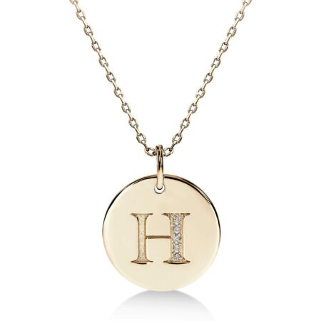 CIRCOR Anhänger Buchstabe H aus Gold, Runde Diamanten 0,021 ct