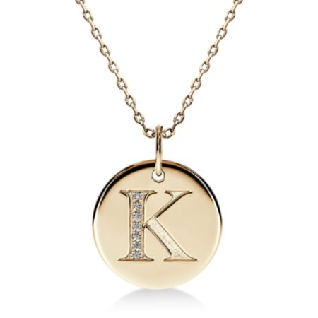 CIRCOR Pendant Letter K in Gold, Round Diamonds 0.021 ct
