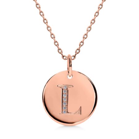 CIRCOR Pendant Letter L in Gold, Round Diamonds 0.021 ct