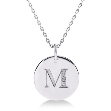 CIRCOR Pendant Letter M in Gold, Round Diamonds 0.021 ct