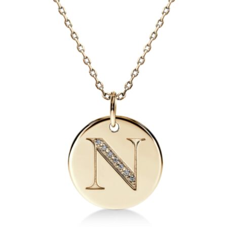 CIRCOR Anhänger Buchstabe N aus Gold, Runde Diamanten 0,021 ct