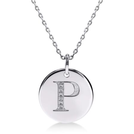 CIRCOR Pendant Letter P in Gold, Round Diamonds 0.021 ct