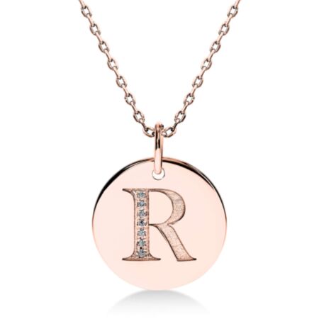 CIRCOR Anhänger Buchstabe R aus Gold, Runde Diamanten 0,021 ct