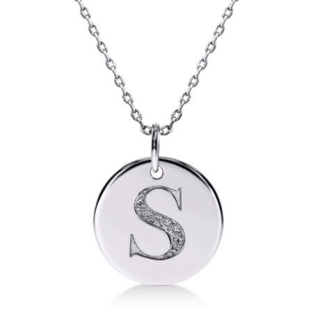 CIRCOR Pendant Letter S in Gold, Round Diamonds 0.021 ct