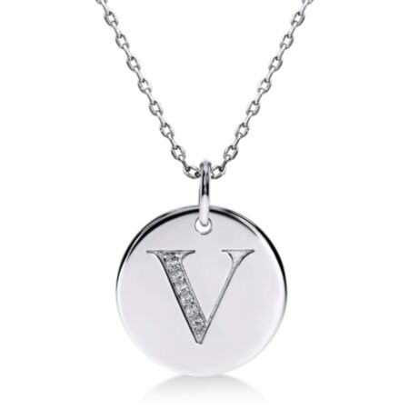 CIRCOR Pendant Letter V in Gold, Round Diamonds 0.021 ct