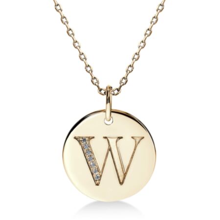 CIRCOR Anhänger Buchstabe W aus Gold, Runde Diamanten 0,021 ct