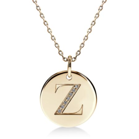CIRCOR Pendant Letter Z in Gold, Round Diamonds 0.021 ct