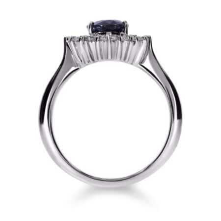 INSIGNIA Halo-Ring aus Gold, Ovaler Blauer Saphir 1,40 ct mit Akzentdiamanten