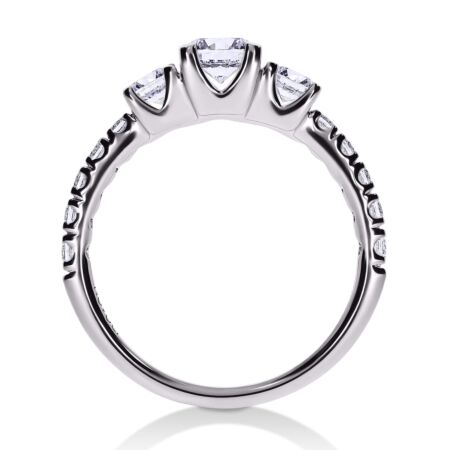 TRINITAS Trilogie-Ring aus Gold, Runder Diamant 0,40 ct mit Akzent-Diamanten