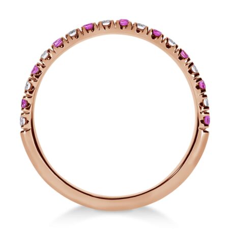 NOVA Memoire-Ring aus Gold, Diamanten 0,14 ct, Pinke Saphire 0,16 ct - Halb