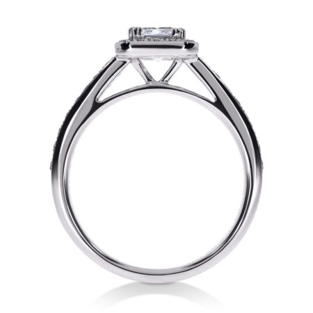 GRANDESSA Halo-Ring aus Gold, Diamant im Smaragdschliff 1,00 ct mit Akzent-Diamanten