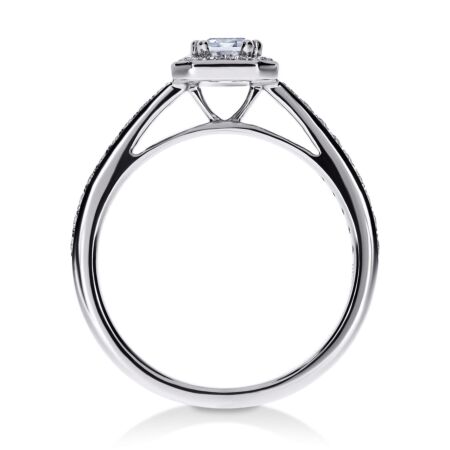 GRANDESSA Halo-Ring aus Gold, Diamant im Smaragdschliff 0,50 ct mit Akzent-Diamanten