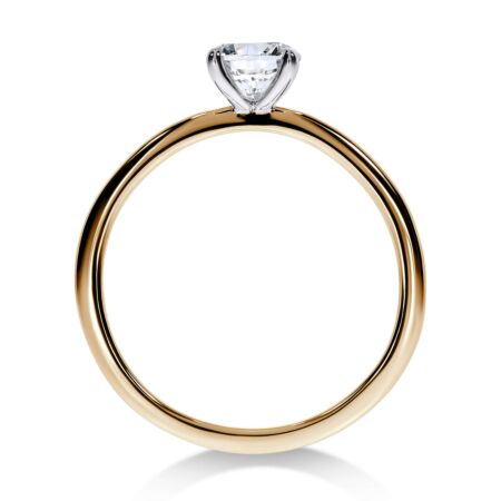 ELEGANZ Solitärring Bicolor aus Gold, Runder Diamant 0,60 ct