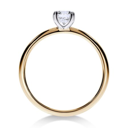 ELEGANZ Solitärring Bicolor aus Gold, Runder Diamant 0,50 ct