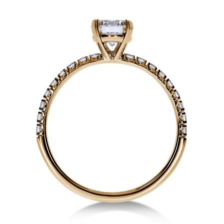 NOVIA Solitärring aus Gold, Runder Diamant 0,70 ct mit Akzent-Diamanten