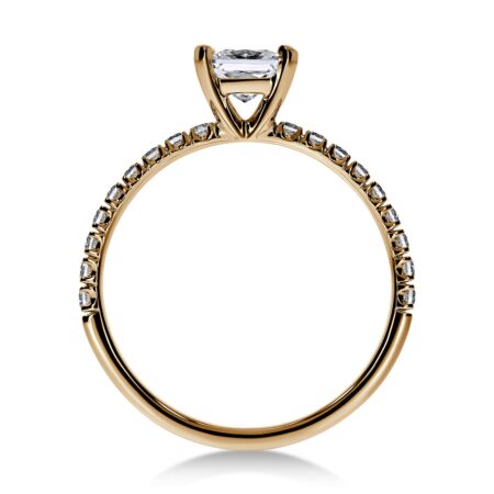 NOVIA Solitärring aus Gold, Prinzess-Diamant 0,75 ct mit Akzent-Diamanten