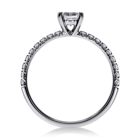 NOVIA Solitärring aus Gold, Kissen-Diamant 0,50 ct mit Akzent-Diamanten