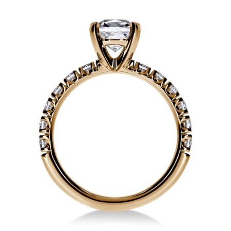 NOVIA Solitärring aus Gold, Kissen-Diamant 1,65 ct mit Akzent-Diamanten